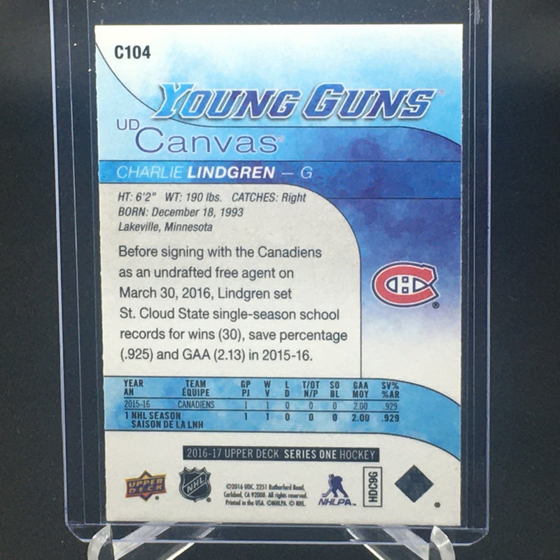 2016 UPPER DECK SERIES ONE - UD CANVAS - YOUNG GUNS - C. LINDGREN -