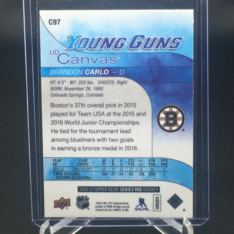 2016 UPPER DECK SERIES ONE - UD CANVAS - YOUNG GUNS - B. CARLO -