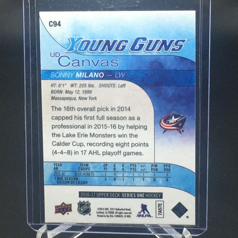 2016 UPPER DECK SERIES ONE - UD CANVAS - YOUNG GUNS - S. MILANO -