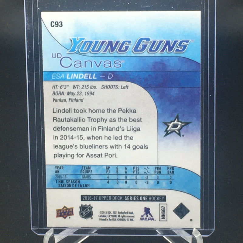 2016 UPPER DECK SERIES ONE - UD CANVAS - YOUNG GUNS - E. LINDELL -