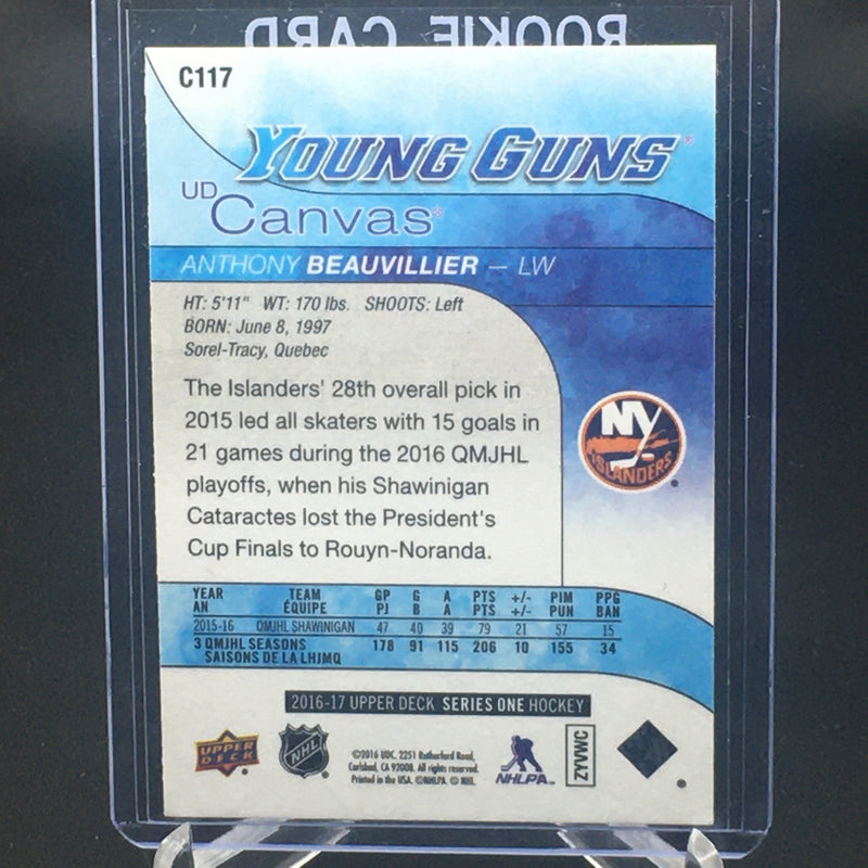 2016 UPPER DECK SERIES ONE - UD CANVAS - YOUNG GUNS - A. BEAUVILLIER -