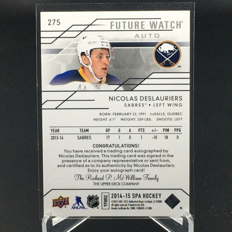 2014 UPPER DECK SP AUTHENTIC - FUTURE WATCH AUTO - N. DESLAURIERS - #275 - #'D/999 - AUTOGRAPH - RC