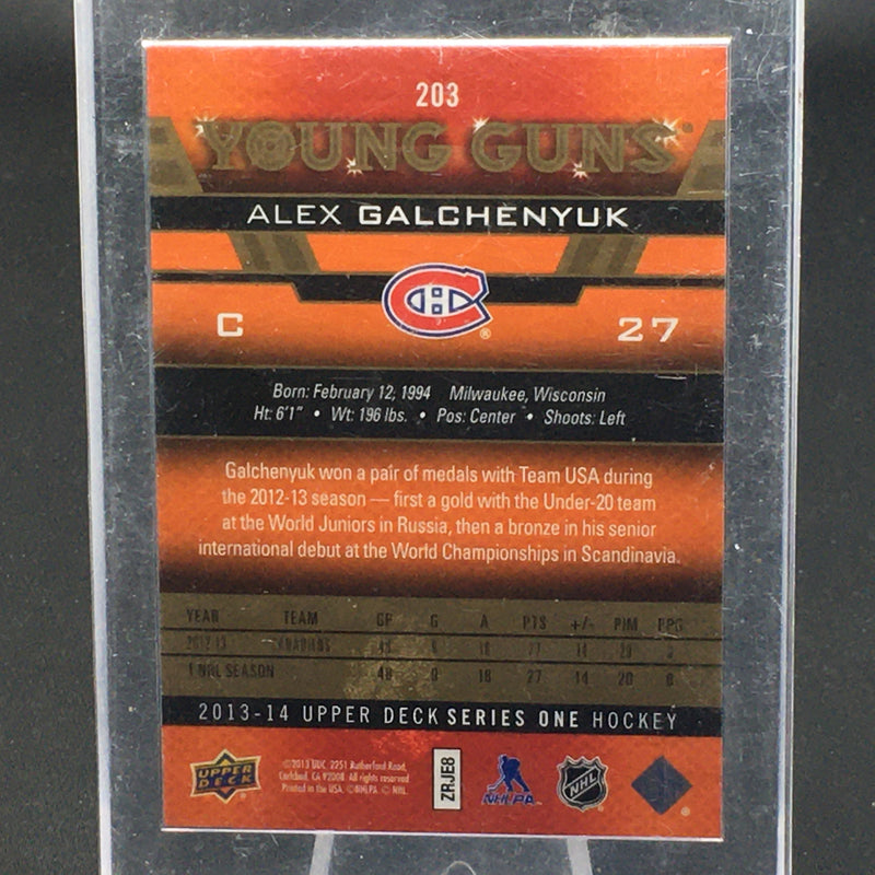 2013 UPPER DECK SERIES ONE - YOUNG GUNS EXCLUSIVE - A. GALCHENYUK - #203 - #'D/100 - RC