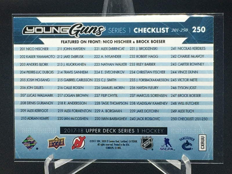 2017 UPPER DECK SERIES ONE - YOUNG GUNS CHECKLIST - N.  HISCHER/ N. BOESER -