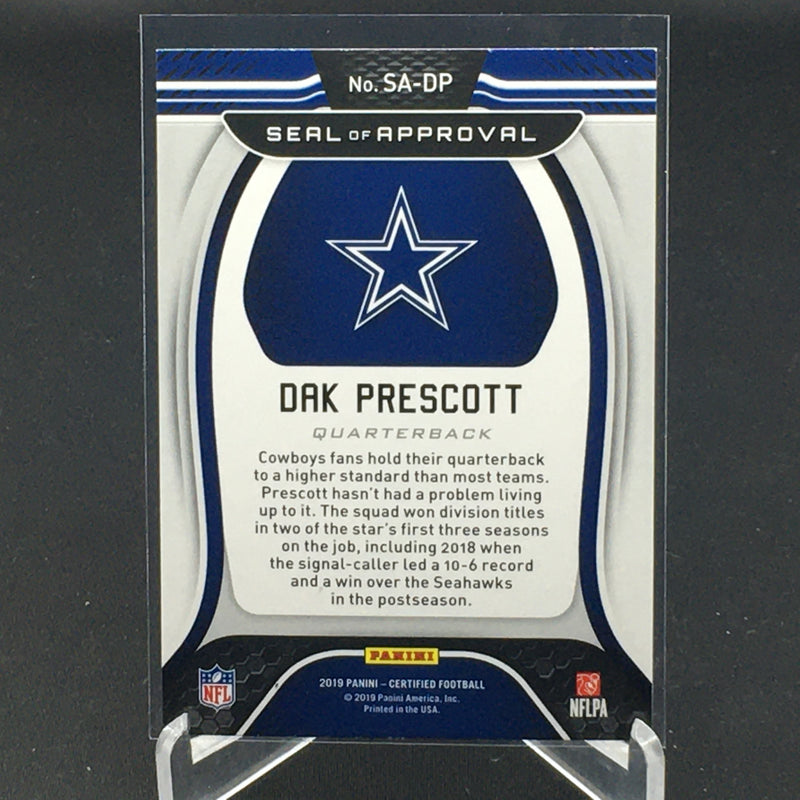 2019 PANINI CERTIFIED - SEAL OF APPROVAL - D. PRESCOTT -