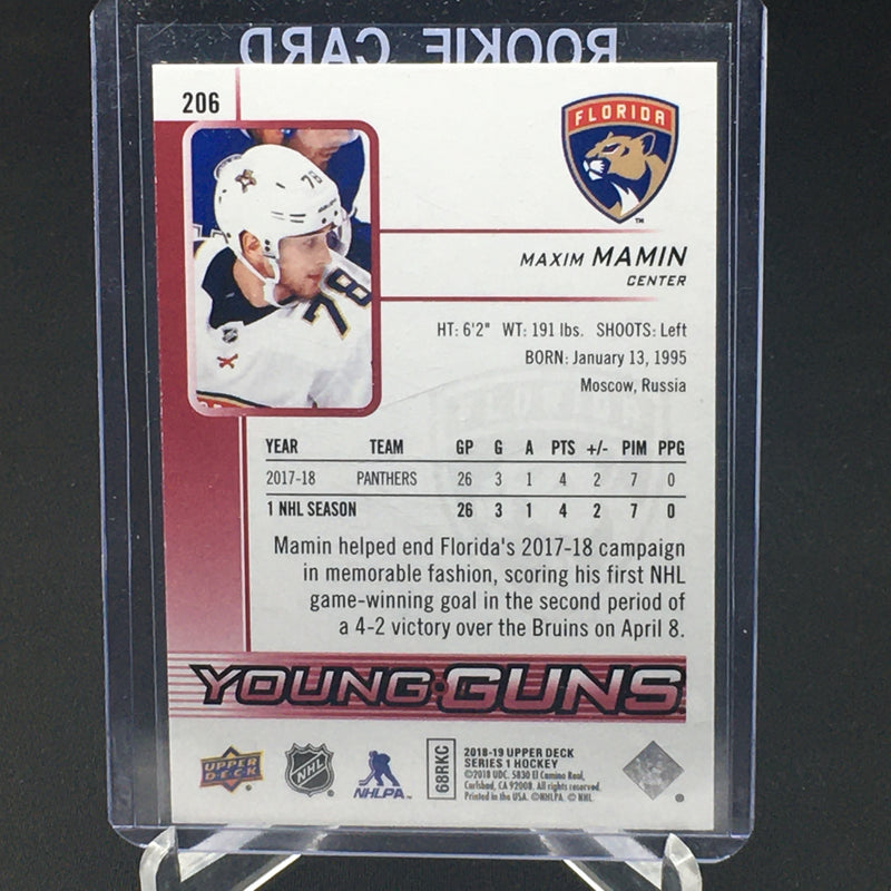 2018 UPPER DECK SERIES ONE - UD EXCLUSIVES - YOUNG GUNS - M. MAMIN - #206 - #'D/100 - RC