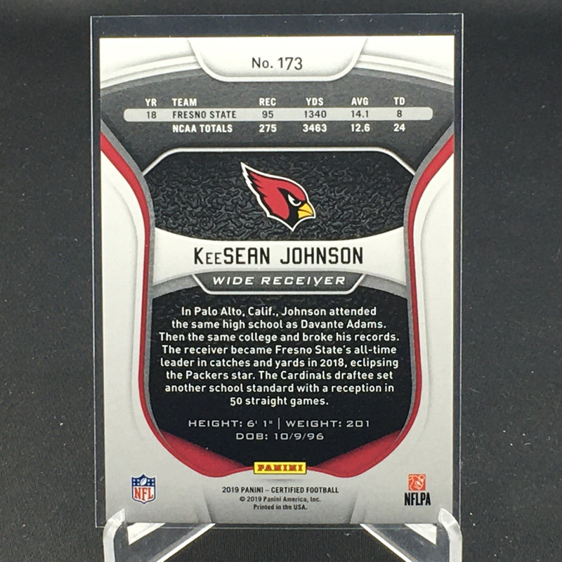 2019 PANINI CERTIFIED - ORANGE MIRROR - K. JOHNSON - #173 - #'D/199 - RC