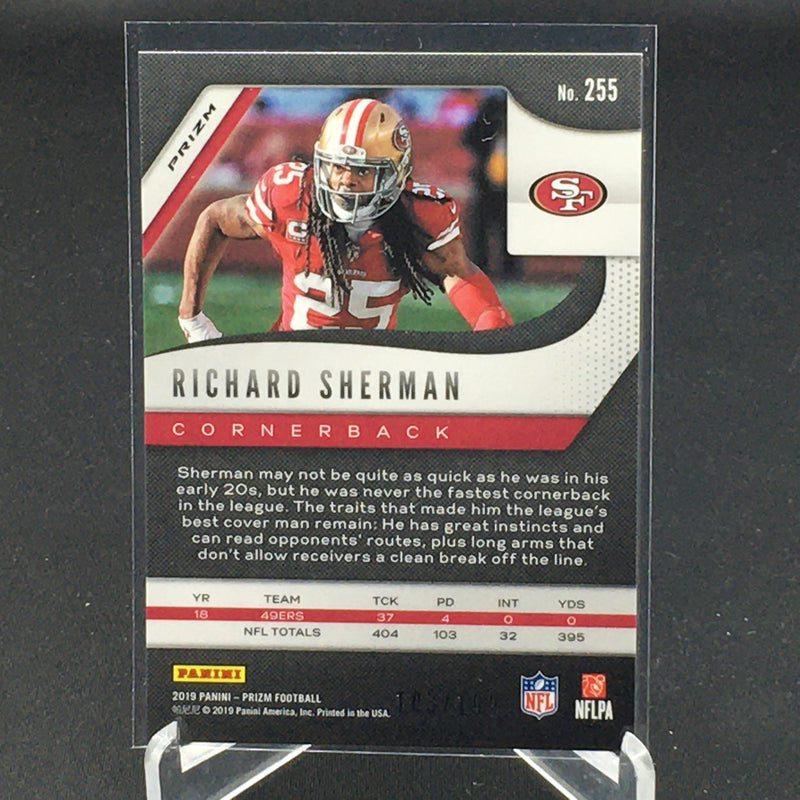 2019 PANINI PRIZM - BLUE WAVE PRIZM - R. SHERMAN - #255 - #'D/199