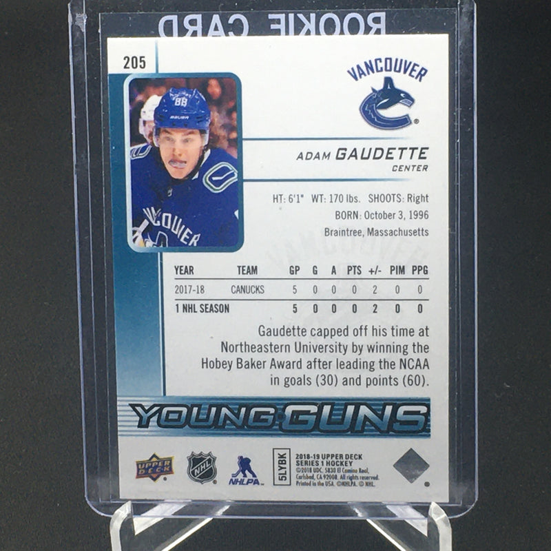 2018 UPPER DECK SERIES ONE - YOUNG GUNS - A. GAUDETTE -