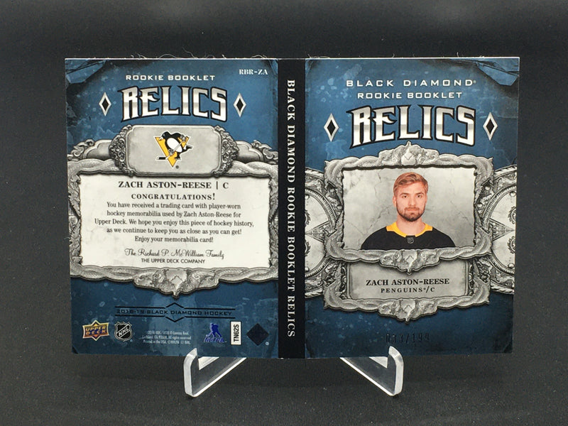 2018 UPPER DECK BLACK DIAMOND - ROOKIE BOOKLET RELICS - Z. ASTON-REESE - #RBR-ZA - #'D/199 - DUAL RELIC - RC