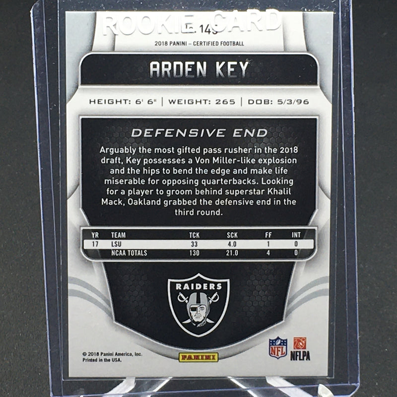 2018 PANINI CERTIFIED - A. KEY - #145 - #'D/999 - RC