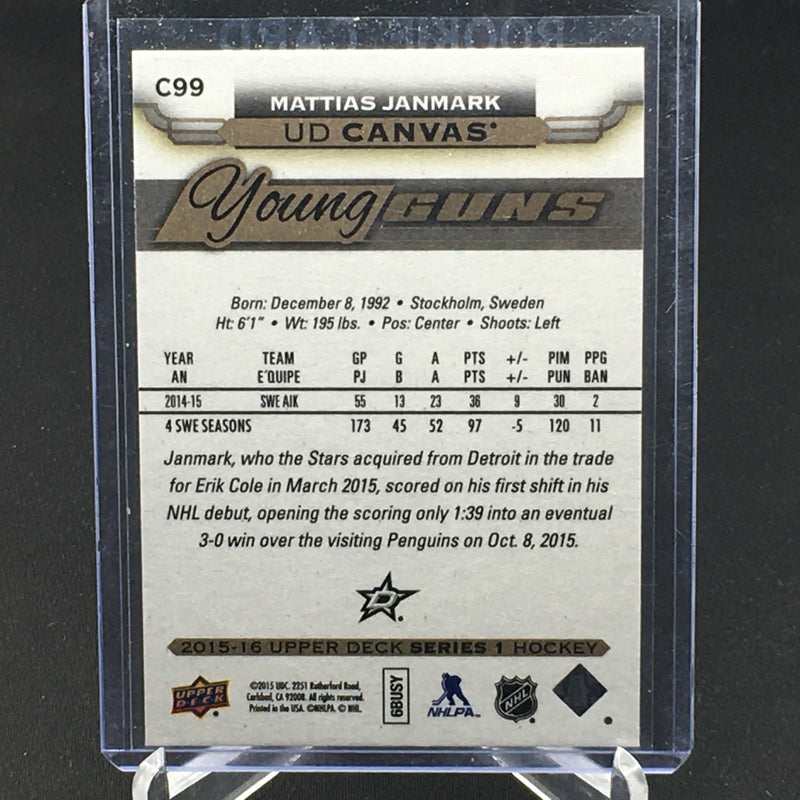 2015 UPPER DECK SERIES ONE - UD CANVAS - YOUNG GUNS - M. JANMARK -