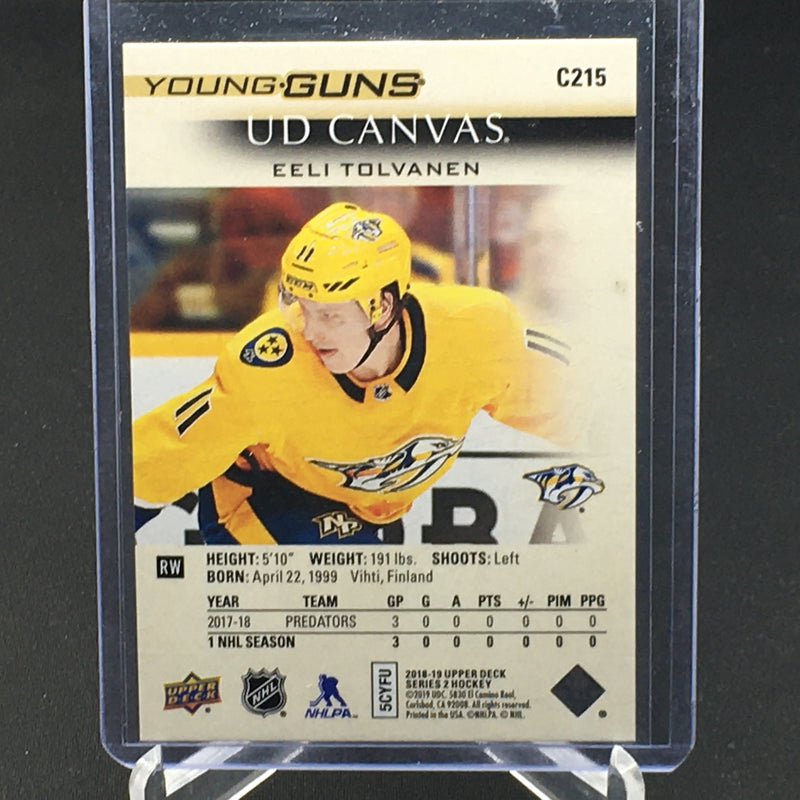 2018 UPPER DECK SERIES TWO - UD CANVAS - YOUNG GUNS - E. TOLVANEN -