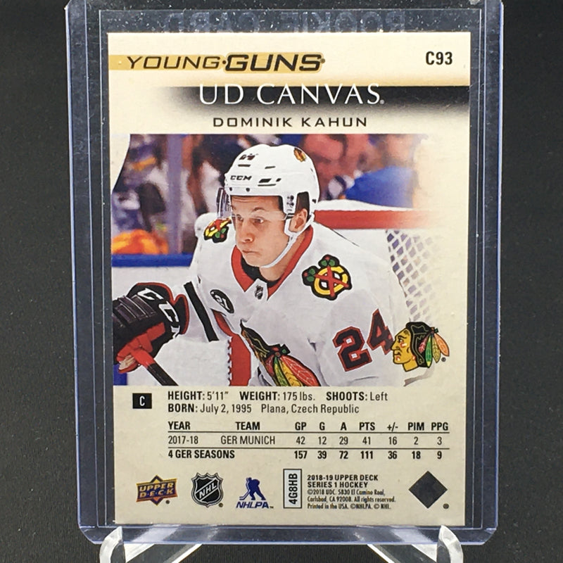 2018 UPPER DECK SERIES ONE - UD CANVAS - YOUNG GUNS - D. KAHUN -