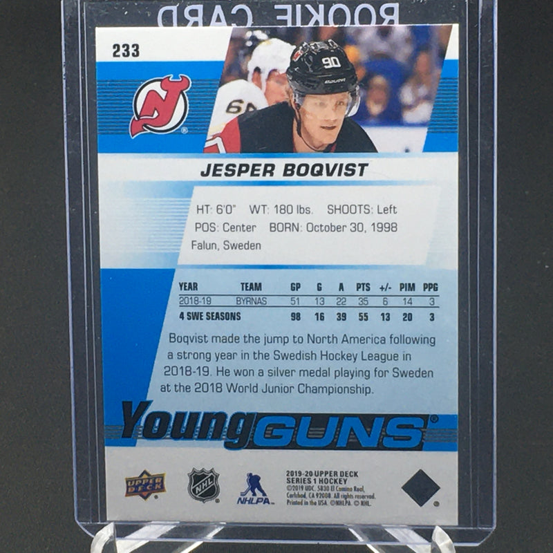2019 UPPER DECK SERIES ONE - YOUNG GUNS - J. BOQVIST -