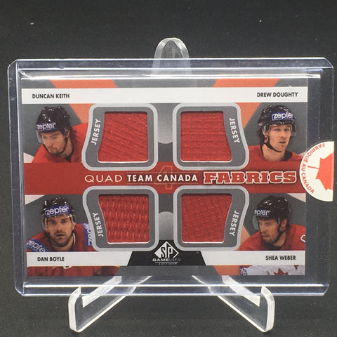 2012 UPPER DECK SP GAME USED - QUAD TEAM CANADA FABRICS - D. KEITH/ D. DOUGHTY/ D. BOYLE/ S. WEBER - #TC-41 - QUAD RELIC