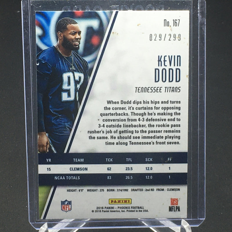 2016 PANINI PHOENIX - PINK - K. DODD - #167 - #'D/299 - RC