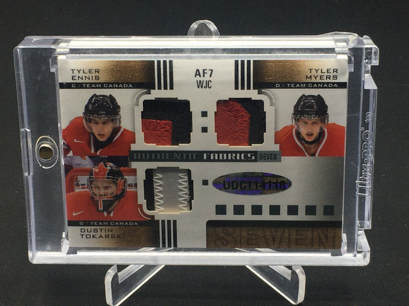 2011 UPPER DECK SP GAME USED - AUTHENTIC FABRICS SEVEN - C. HODGSON/ J. TAVARES/ P. SUBBAN/ J. EBERLE/ T. ENNIS/ T. MYERS/ D. TOKARSKI - #AF7-WJC - #'D/12 - 7 PIECE JERSEY RELIC