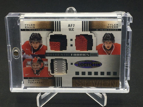 2011 UPPER DECK SP GAME USED - AUTHENTIC FABRICS SEVEN - C. HODGSON/ J. TAVARES/ P. SUBBAN/ J. EBERLE/ T. ENNIS/ T. MYERS/ D. TOKARSKI - #AF7-WJC - #'D/12 - 7 PIECE JERSEY RELIC