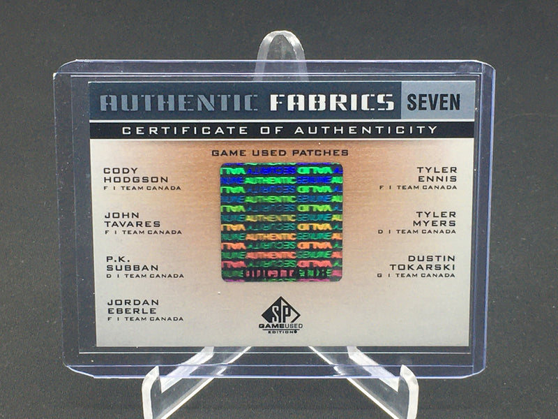 2011 UPPER DECK SP GAME USED - AUTHENTIC FABRICS SEVEN - C. HODGSON/ J. TAVARES/ P. SUBBAN/ J. EBERLE/ T. ENNIS/ T. MYERS/ D. TOKARSKI - #AF7-WJC - #'D/12 - 7 PIECE JERSEY RELIC