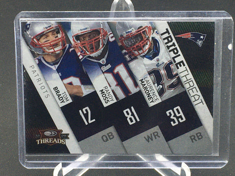 2009 PANINI THREADS - TRIPLE THREAT - T. BRADY/ R. MOSS/ L. MARONEY - #4 - #'D/100