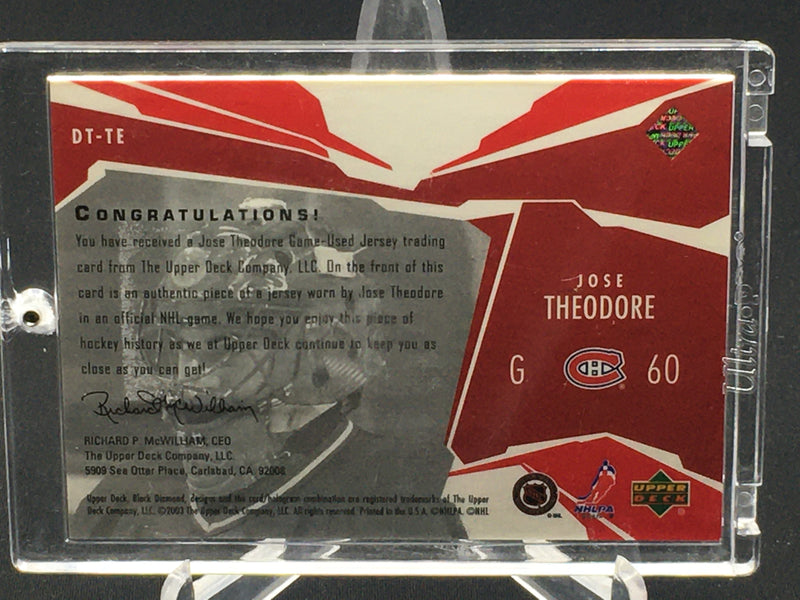 2003 UPPER DECK BLACK DIAMOND - DIAMOND THREADS - J. THEODORE - #DT-TE - #'D/50 - RELIC