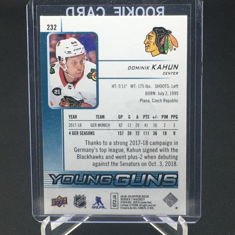 2018 UPPER DECK SERIES ONE - YOUNG GUNS - D. KAHUN -