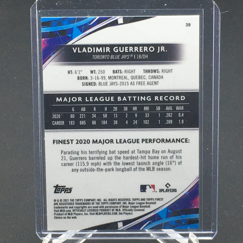 2021 TOPPS FINEST - V. GUERRERO JR. - #39 - #'D/300 - SKY BLUE - RC