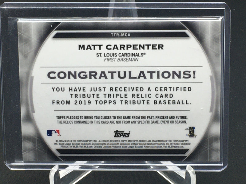2019 TOPPS TRIBUTE TRIPLE RELIC - #TTR-MCA - #'D/150 - M. CARPENTER - JERSEY