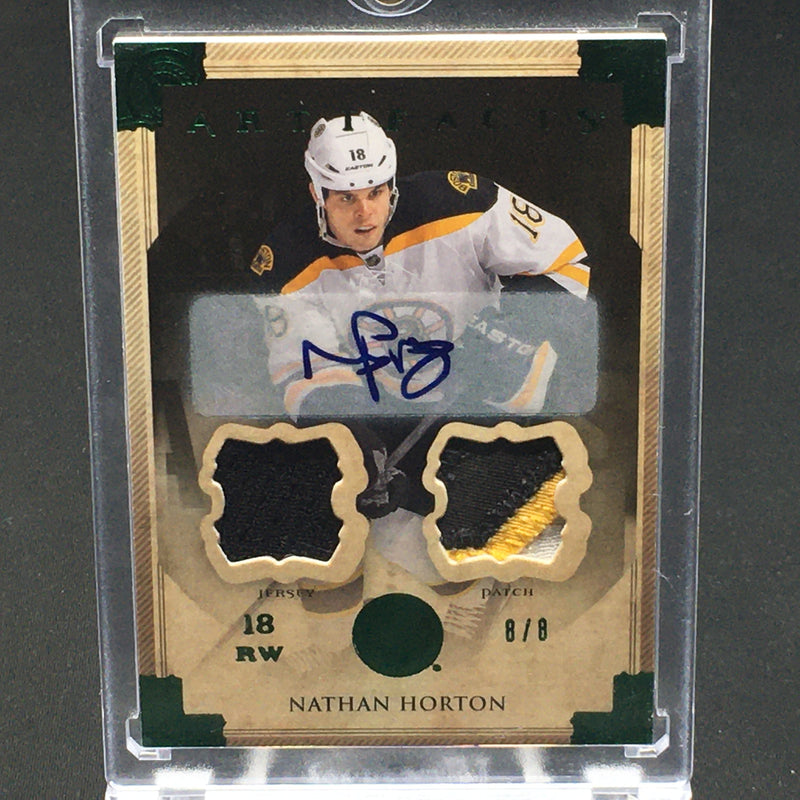 2013 UPPER DECK ARTIFACTS - GREEN - N. HORTON - #71 - #'D/8 - DUAL RELIC - AUTOGRAPH