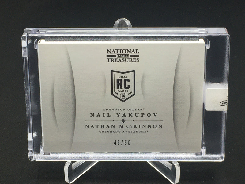 2013 PANINI NATIONAL TREASURES - DUAL ROOKIE CLASS BOOKLET - N. YAKUPOV/ N. MacKINNON - #DR-YM - #'D/50 - DUAL RELIC - AUTOGRAPH