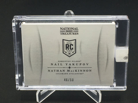 2013 PANINI NATIONAL TREASURES - DUAL ROOKIE CLASS BOOKLET - N. YAKUPOV/ N. MacKINNON - #DR-YM - #'D/50 - DUAL RELIC - AUTOGRAPH