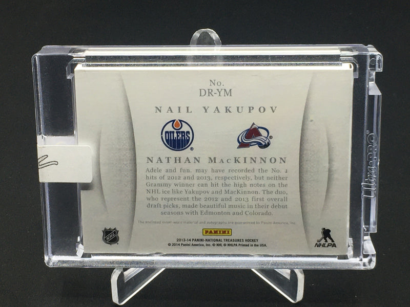 2013 PANINI NATIONAL TREASURES - DUAL ROOKIE CLASS BOOKLET - N. YAKUPOV/ N. MacKINNON - #DR-YM - #'D/50 - DUAL RELIC - AUTOGRAPH
