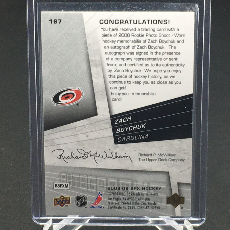 2008 UPPER DECK SPX - SPX ROOKIES - Z. BOYCHUK - #167 - #'D/999 - RELIC - AUTOGRAPH - RC