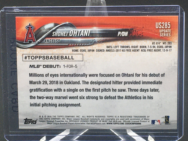 2018 TOPPS UPDATE SERIES - ROOKIE DEBUT - S. OHTANI -