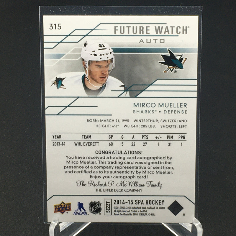 2014 UPPER DECK SP AUTHENTIC - FUTURE WATCH AUTO - M. MUELLER - #315 - #'D/999 - AUTOGRAPH - RC