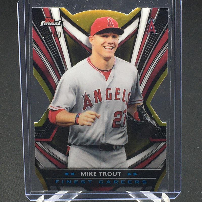2021 TOPPS FINEST - FINEST CAREERS - BLACK AND GOLD DIE-CUT - M. TROUT - #FCI-1 - #'D/50 -
