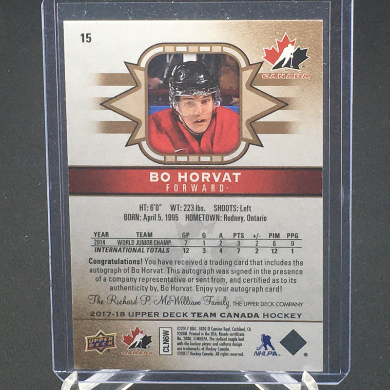 2017 UPPER DECK TEAM CANADA - UD SIGNATURES - B. HORVAT -