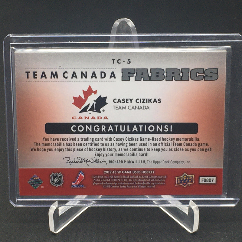 2012 UPPER DECK SP GAME USED - TEAM CANADA FABRICS - C. CIZIKAS -