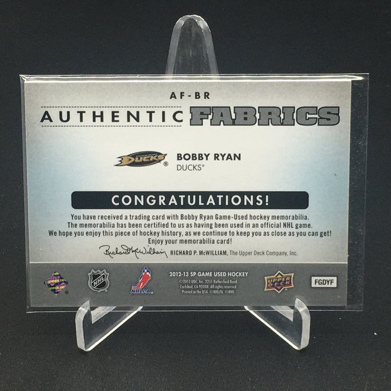 2012 UPPER DECK SP GAME USED - AUTHENTIC FABRICS - B. RYAN -