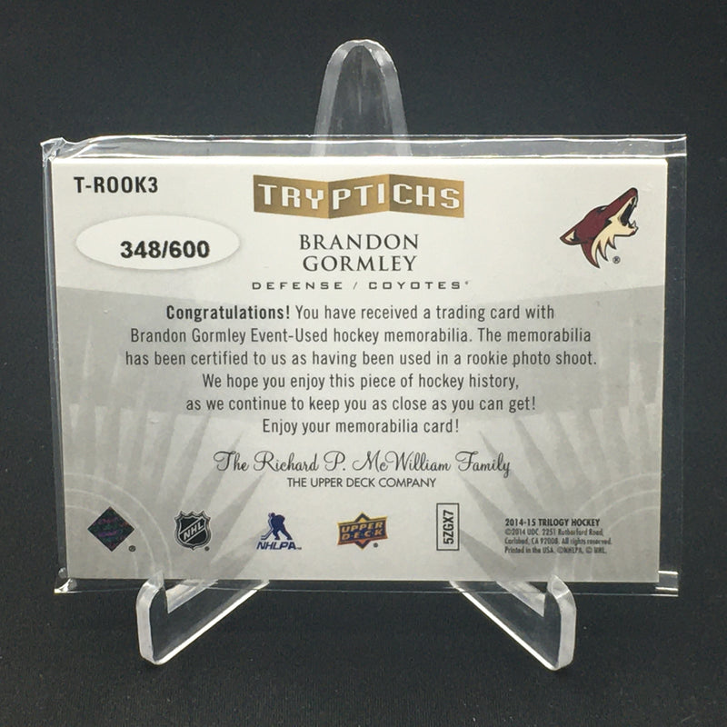 2014 UPPER DECK TRILOGY - TRYPTICHS - B. GORMLEY - #T-ROOK3 - #'D/600 - RELIC