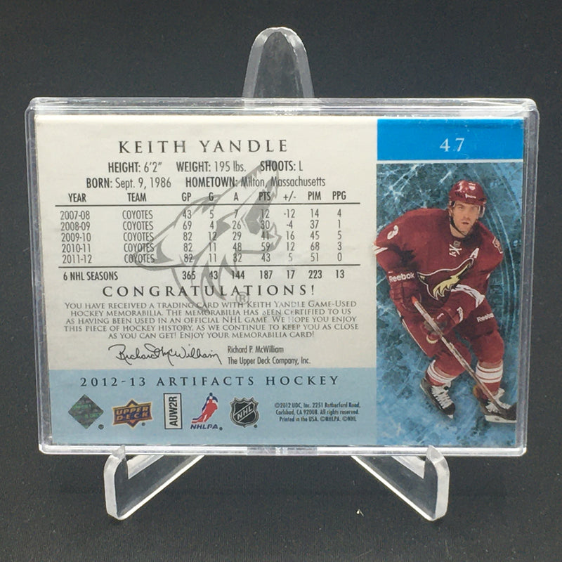 2012 UPPER DECK ARTIFACTS - GREEN - K. YANDLE - #47 - #'D/24 - JERSEY PATCH RELIC
