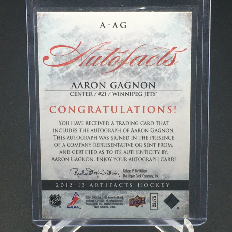 2012 UPPER DECK ARTIFACTS - AUTOFACTS - A. GAGNON -