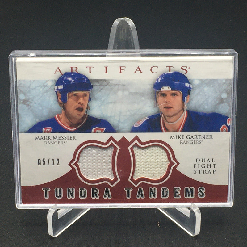 2012 UPPER DECK ARTIFACTS - TUNDRA TANDEMS - M. MESSIER/ M. GARTNER - #TT-MG - #'D/12 - DUAL FIGHT STRAP RELIC