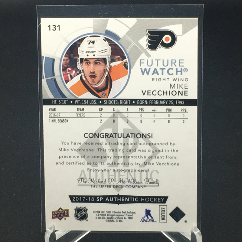 2017 UPPER DECK SP AUTHENTIC - FUTURE WATCH - M. VECCHIONE - #131 - #'D/999 - AUTOGRAPH - RC