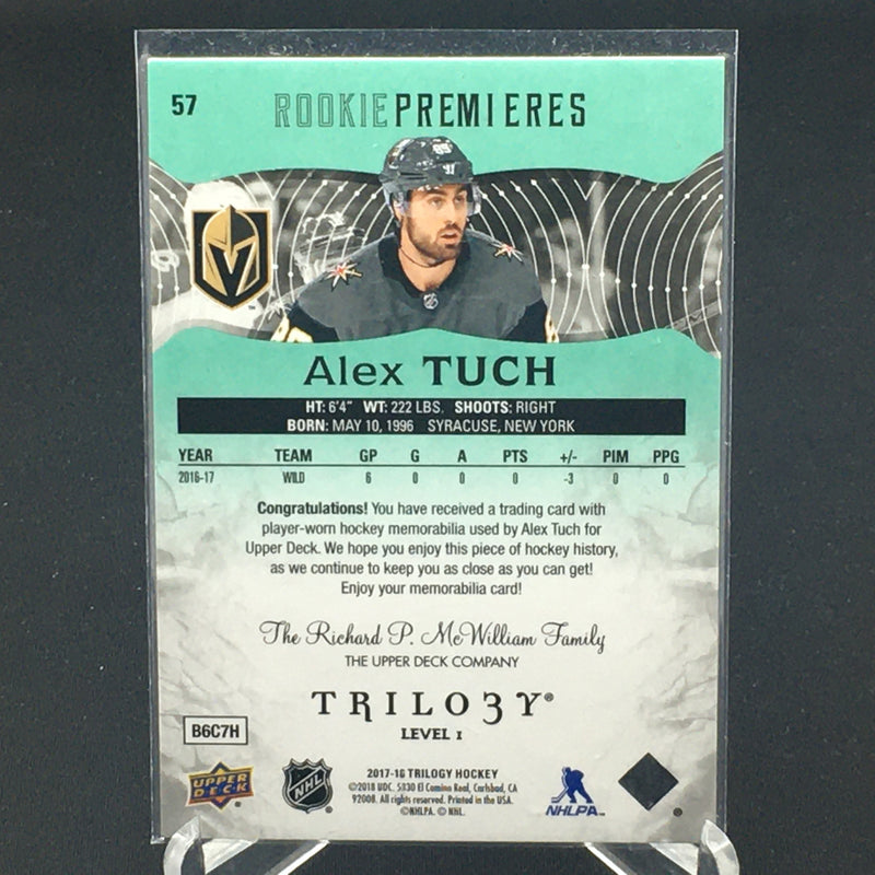 2017 UPPER DECK TRILOGY - ROOKIE PREMIERES - A. TUCH - #57 - #'D/399 - GREEN - JERSEY