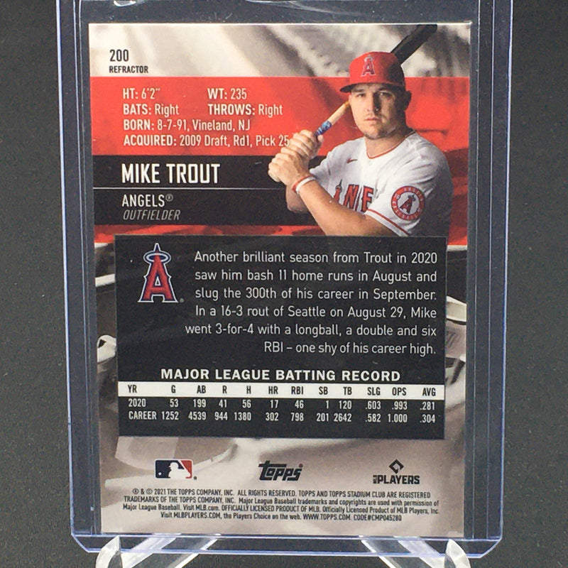 2021 TOPPS STADIUM CLUB CHROME - REFRACTOR - M. TROUT -