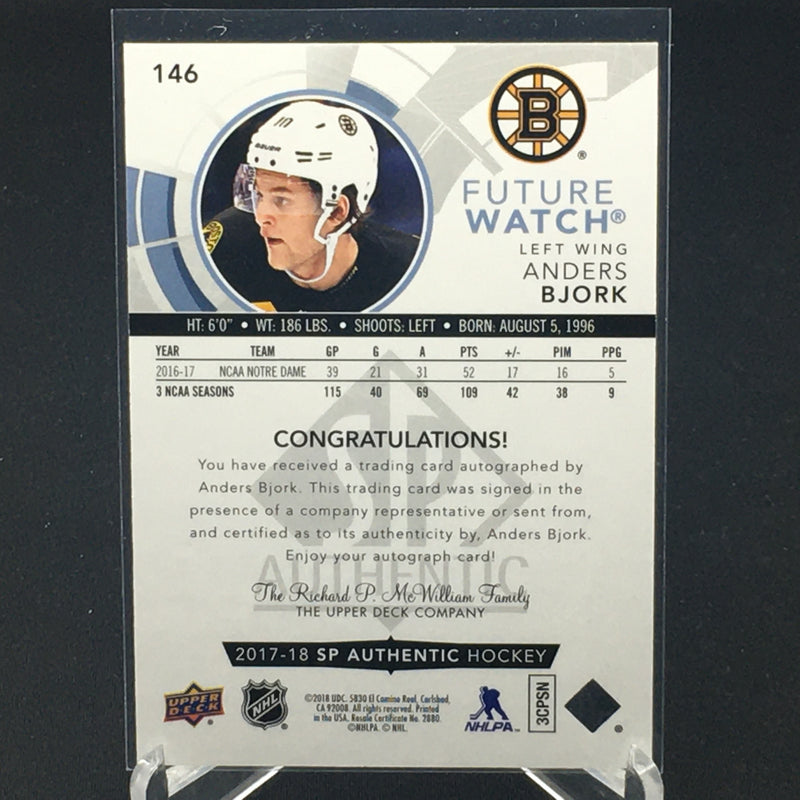 2017 UPPER DECK SP AUTHENTIC - FUTURE WATCH - A. BJORK - #146 - #'D/999 - AUTOGRAPH - RC