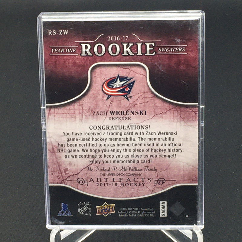 2017 UPPER DECK ARTIFACTS - YEAR ONE ROOKIE SWEATERS - Z. WERENSKI - #RS-ZW - #'D/25 - SWEATER - RC
