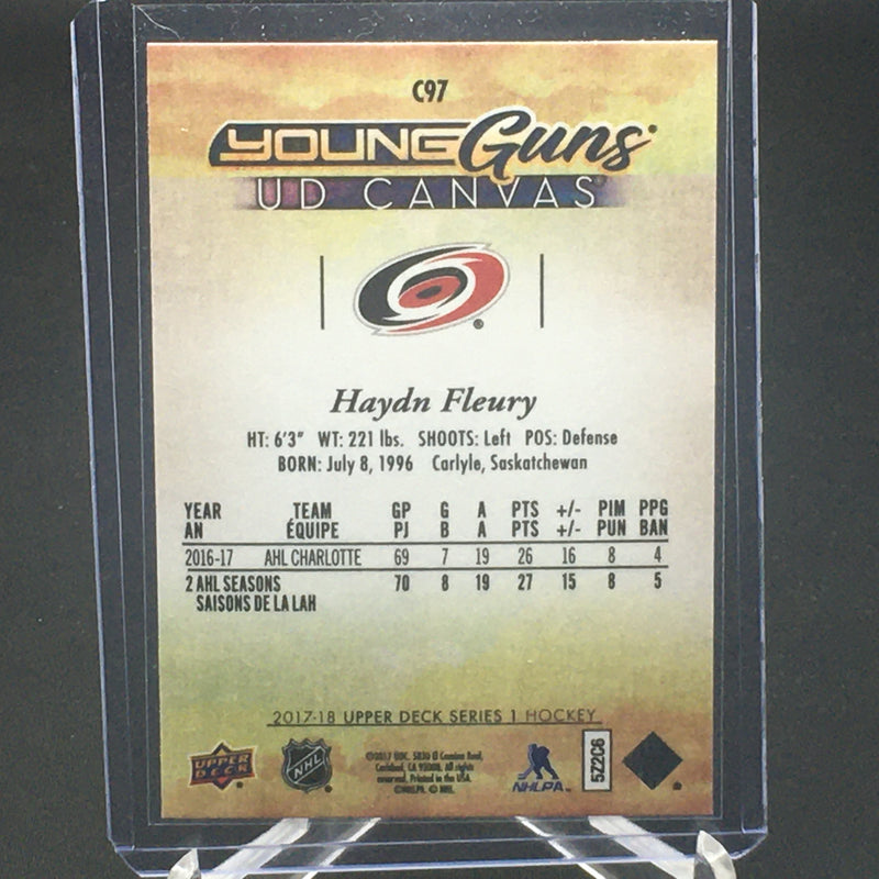 2017 UPPER DECK SERIES ONE - UD CANVAS - YOUNG GUNS - H. FLEURY -
